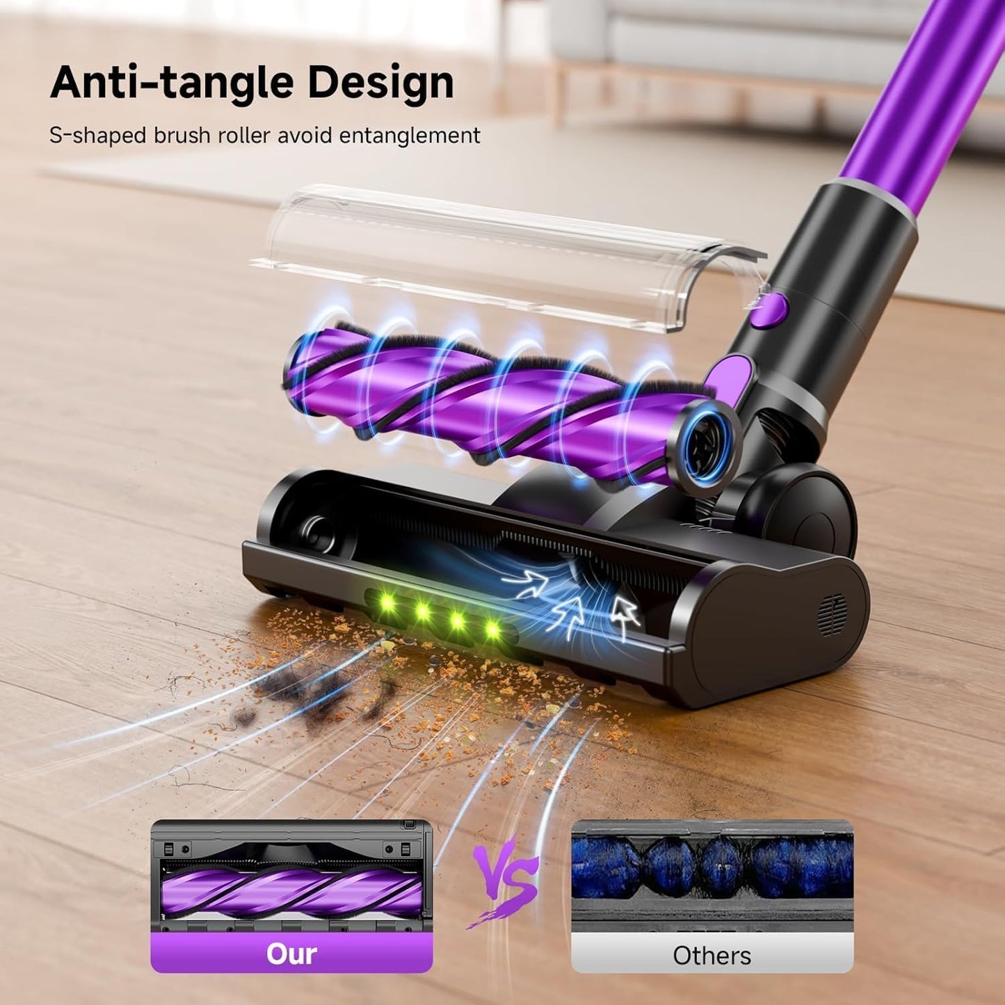 Skiennix Cordless Vacuum Cleaner - 40Kpa Powerful Suction, Lightweight 8-in-1 Design for Hard Floors | Black