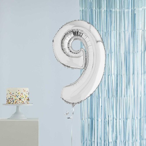 Generic 32 Inch Silver Number Balloons Foil Balloons 0 to 9 for Birthday Anniversary New Year Graduation Decor Balloon Decoration (Number 9)