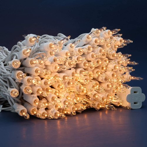 Clear Christmas Lights - 200 Count Holiday String Lights | 2 Strands of 100 ft White Wire, UL Listed