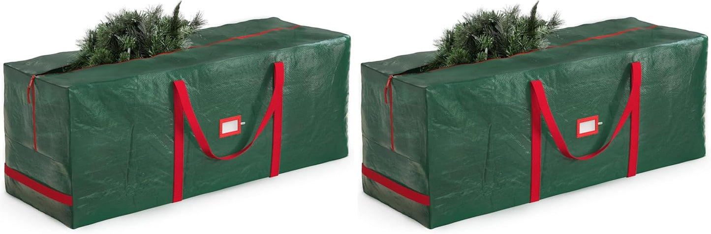 Zober Christmas Tree Storage Bag | Fits 9 Ft Artificial Trees - Waterproof & Durable - Green (Pack of 2)