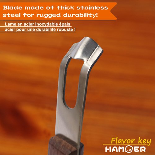 HAMOER Channel Knife Zester - Fruit and Vegetable Tool for Decorating Cocktails, Desserts, and Salads Stainless Steel Tip Wooden Handle
