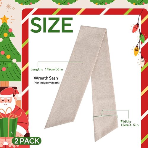 Brulap Wreath Sash - 2 Pack 55 Inch Ribbon for Wedding, Baby Shower & Christmas Decor