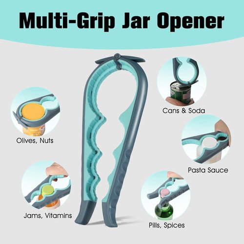 Jar Opener | Skiennix 5-in-1 Multi-Function Bottle Opener - Ergonomic Non-Slip Handle for Seniors