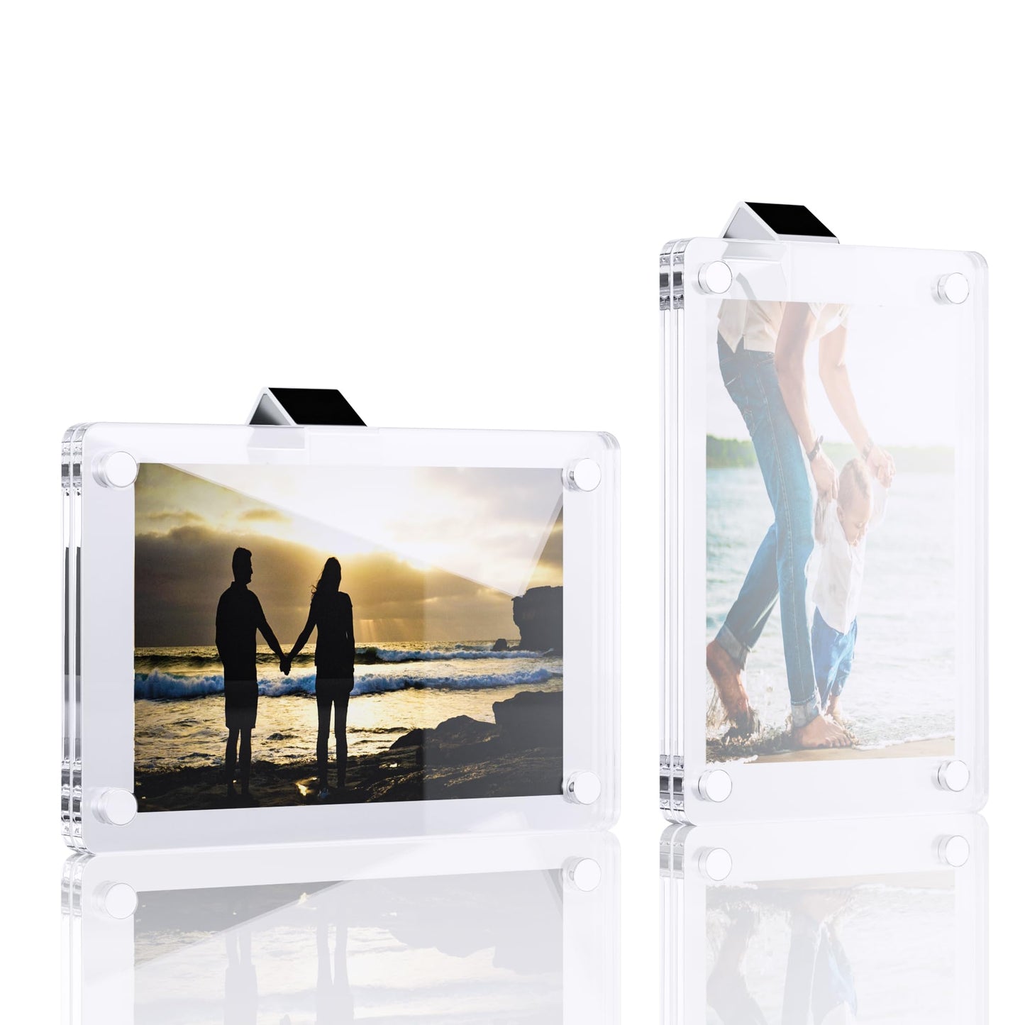CeleVista 2Pcs Car Picture Holder, Acrylic Magnetic Car Visor Photo Clip, Personalized Car Photo Holder Picture Frame for Adding Family or Personal Photos, Car Accessories Gift