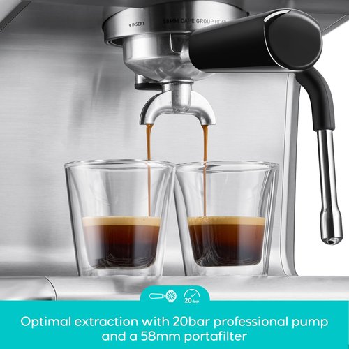 CASABREWS Ultra Espresso Machine with LCD Display, Espresso Maker with Powerful Milk Frother, Customizable Brewing Temperature, Provides Barista-Level Lattes and Cappuccinos, Gift for Men & Women