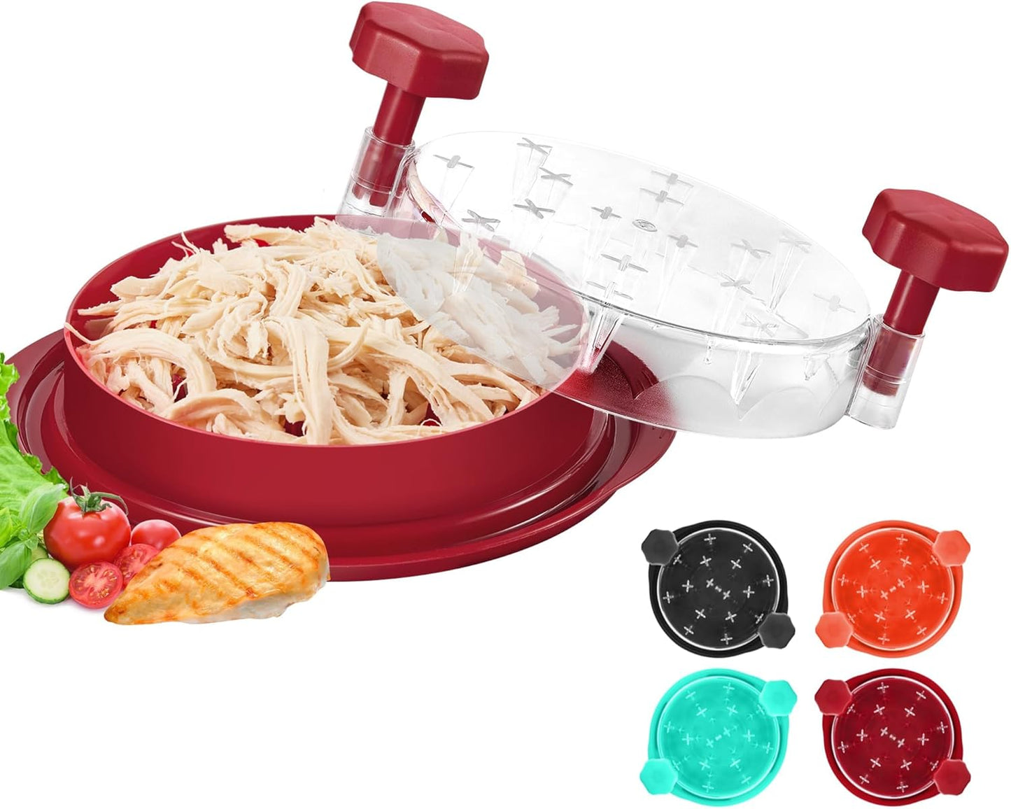 Skiennix Chicken Shredder Tool - Pro Food-Grade Meat Shredder with Ergonomic Handle & Anti-Slip Base | Red