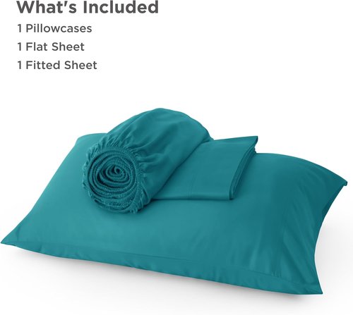 Bedsure Cooling Twin XL Sheets - Breathable Rayon from Bamboo, Soft & Luxurious, Deep Pocket Up to 16 Inches, Turquoise