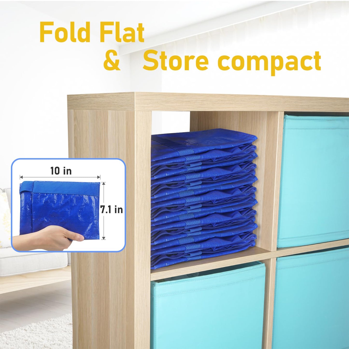 TICONN 4 Pack Extra Large Moving Bags Heavy Duty with Zippers & Carrying Handles, Durable Storage Bags Moving Boxes for Closet Organizers and Storage (4 Pack, Sky Blue)