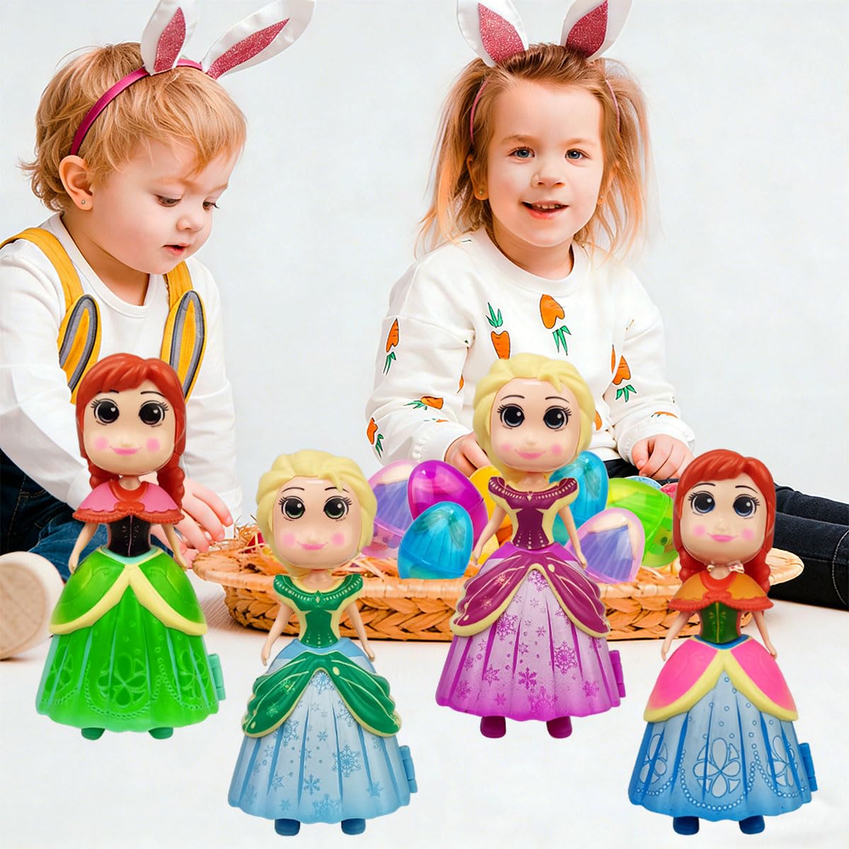 Pinkiwine 8 Pack Prefilled Easter Eggs Princess Deformation Egg Toys for Kids Boys Girls Easter Basket Stuffers Gifts Party Favors