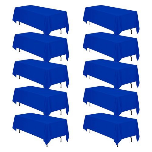 BRILLMAX 10 Pack Royal Blue Tablecloths 70 x 120 Inch for 6ft & 8ft Rectangle Tables - 150 GSM Polyester Fabric, Universal Fit, Water, Stain & Wrinkle Resistant Cloth Cover for Wedding Banquet