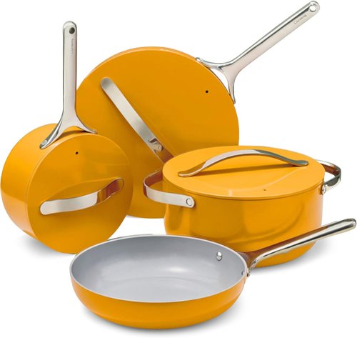 Caraway Non-Stick Ceramic Cookware Set - 12-Piece Oven Safe Pots, Pans & Lids | PFAS & PFOA Free - Marigold