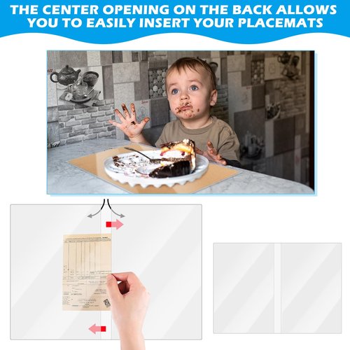 Gandeer 8 Pcs Clear Placemats 13 ¼" x 20" Placemat Protector Clear Plastic Pad for Kitchen Dinner Table Place Mats Covers Dining Waterproof, Wipeable