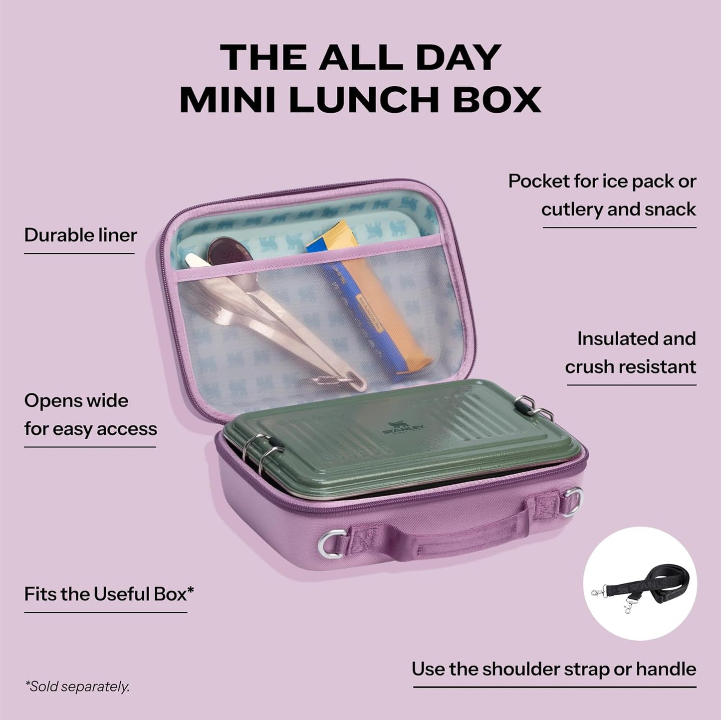 STANLEY All Day Mini Lunch Box - 4.2-Quart EVA Insulated Bag | Crush Resistant | BPA-Free | Lilac