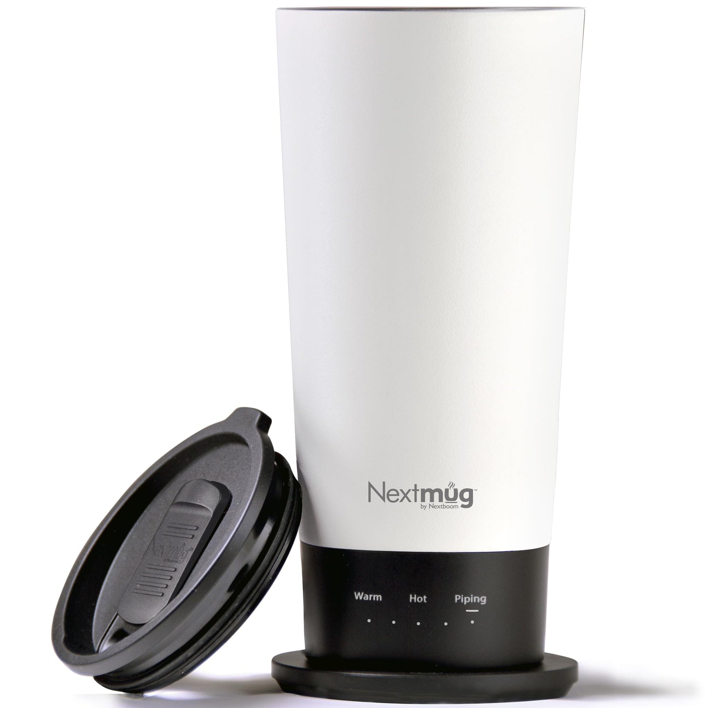 Nextmug Go - Temperature-Controlled, Self-Heating Travel Mug (White - 16 oz.)