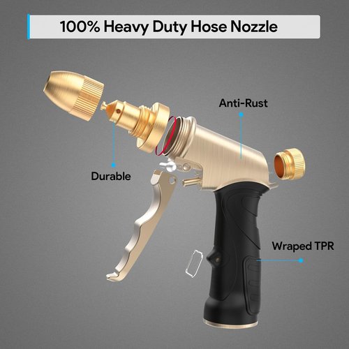 Heavy Duty Garden Hose Nozzle by [Brand Name] - Metal Sprayer with Adjustable Spray Patterns | Ideal for Lawn Care, Watering Plants, and Outdoor Use