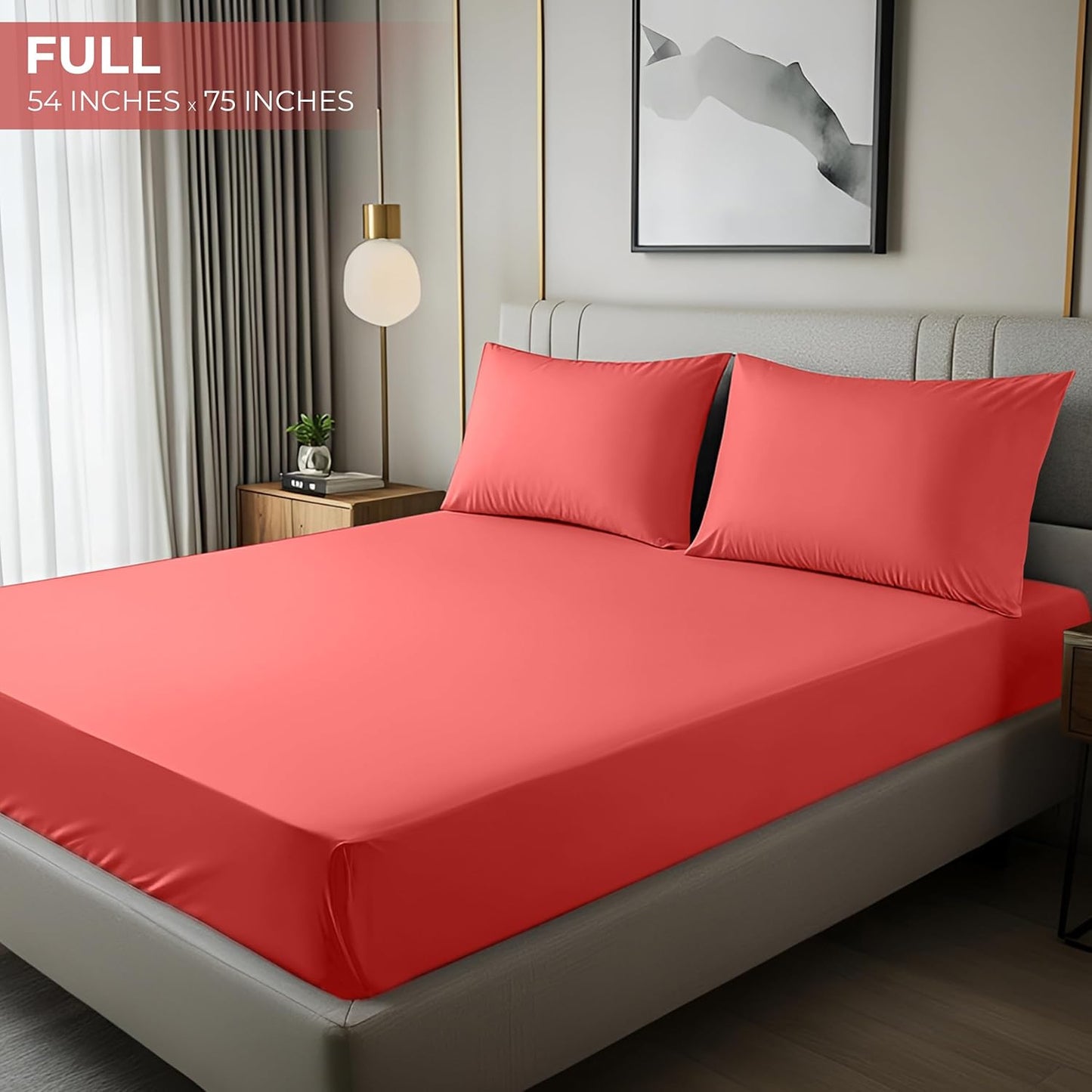 Utopia Bedding Full Fitted Sheet - Soft Microfiber - Deep Pocket - Coral Color - Easy Care & Fade Resistant