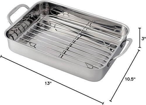 Cuisinart 14-Inch Chef's Classic Lasagna Pan - Stainless Steel with Roasting Rack