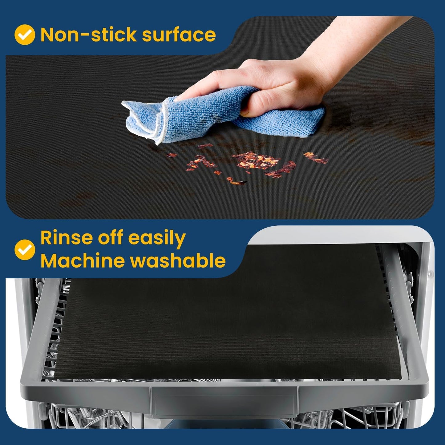 Skiennix Oven Liner - Heavy Duty Heat Resistant Drip Mat | 2 Pack for Electric Stoves & Grills