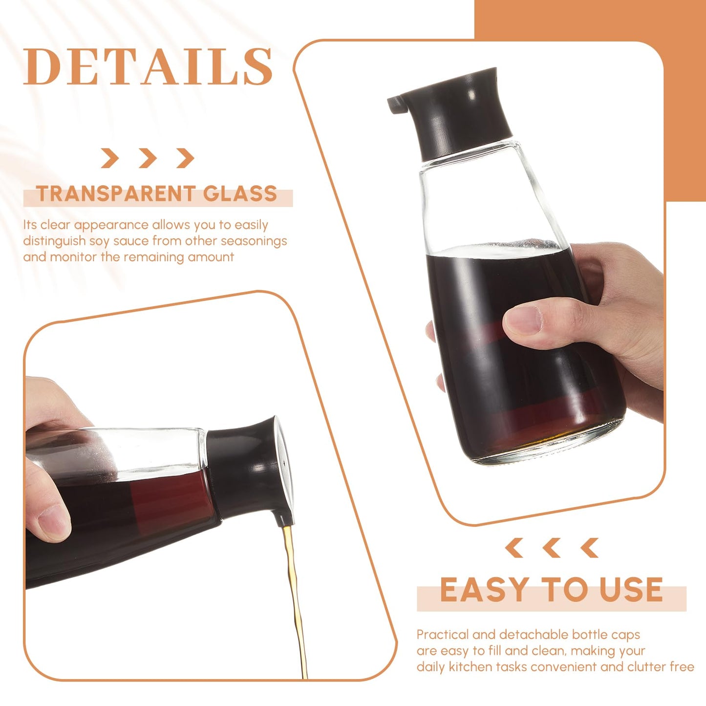LOYIM 1 Pcs 9.6 oz Cruet Dispenser for Olive Oil Vinegar Soy Sauce Dispenser Bottle Glass Soy Sauce Container Oil Bottle for Kitchen Cooking Barbecue(Black)