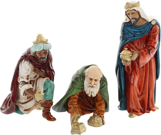Three Wise Men for Nativity Scene of 5 Inch Scale 1:15 - Unbreakable Nativity Figures - 18th Century Style, Hand-Finished Painting, Official Product, Made in Italy, Sculptor M. Landi
