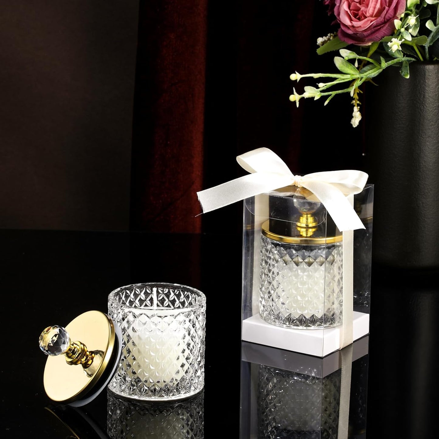 12 Pack Wedding Candle Favors for Guests in Glass Personalized Favors Candles Bulk Souvenirs Bridal Proposal Gift Thanks for Coming Wedding Party(Stylish Style)