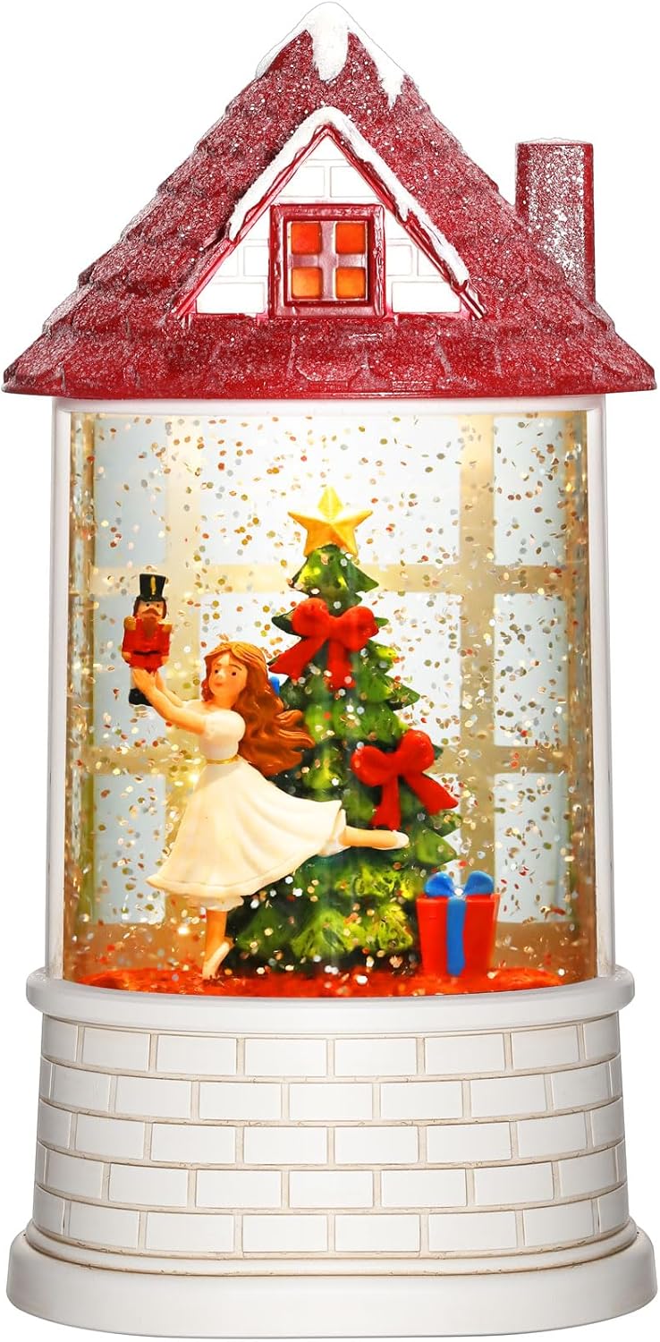 Priddop Nutcracker Snow Globe - Musical Ballerina Christmas Decoration | USB & Battery Powered