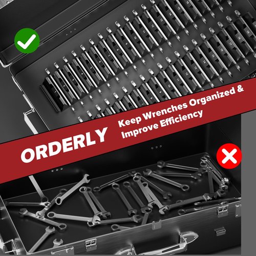 40PCS Magnetic Wrench Organizer Wrench Holder - Wrenchs Tool Organizers for Tool Drawer Storage, Wrenchs Storage Set with Metric & SAE Label, Tool Gift for Professional Mechanics Men, Black