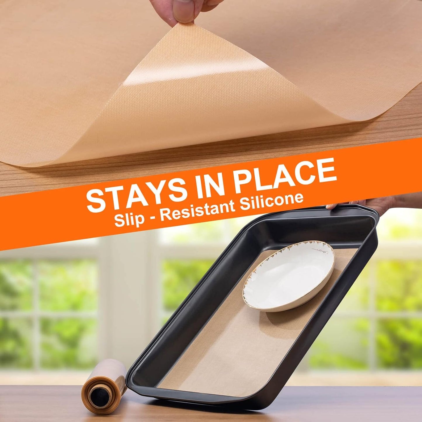 Skiennix Silicone Baking Mat Roll - 12" x 10FT Non-Stick, Heat-Resistant & Reusable Pastry Mat