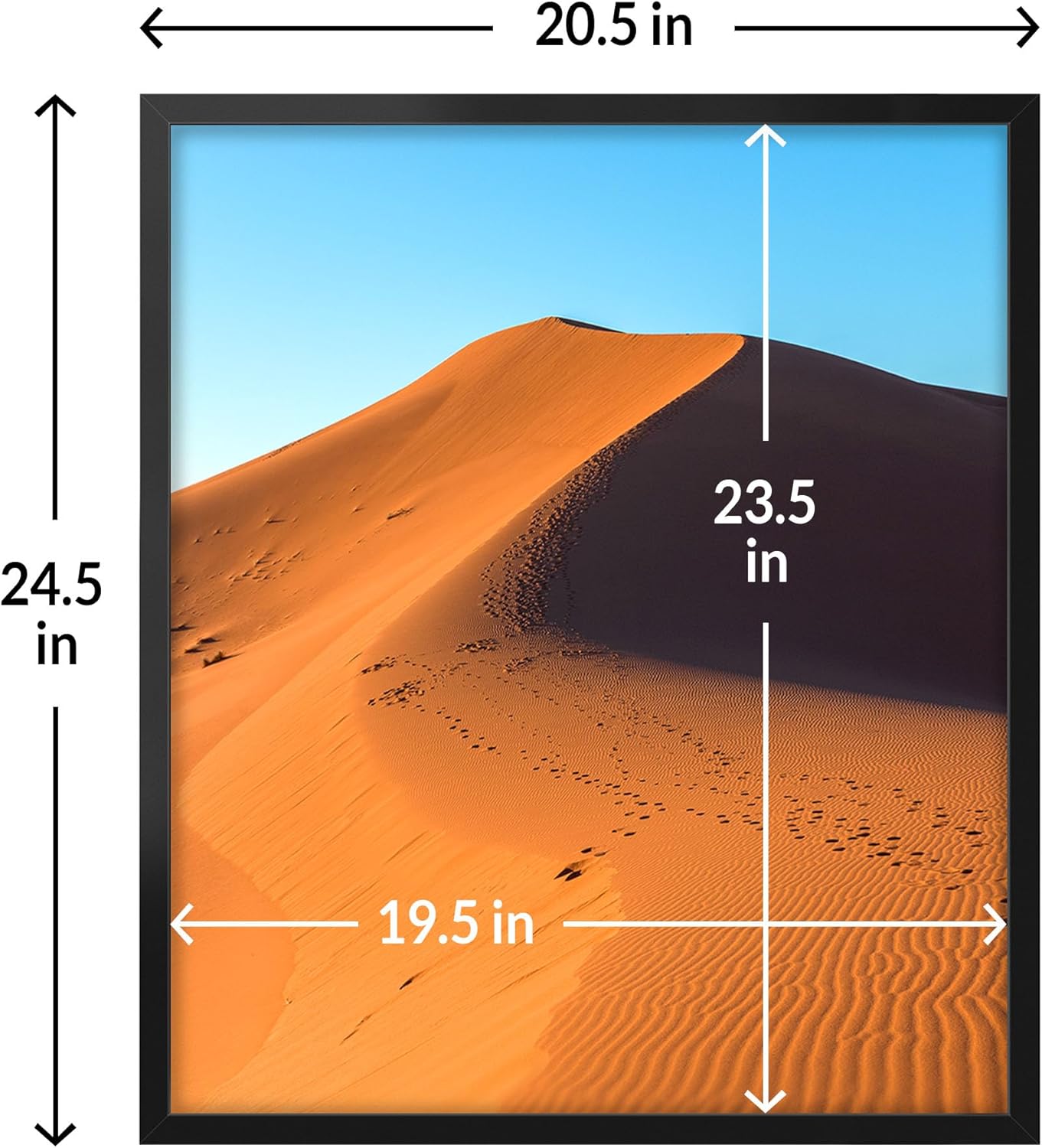 LaVie Home 20x24 Black Picture Frame - HD Plexiglass Wall Display for Vertical or Horizontal Use