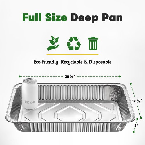Boxential 21x13 Aluminum Pans [10 Pack], Extra Heavy Duty Full Size Disposable Aluminum Foil Pans, Deep Baking Pans for Cooking, Roasting, Heating, and Steam Tables