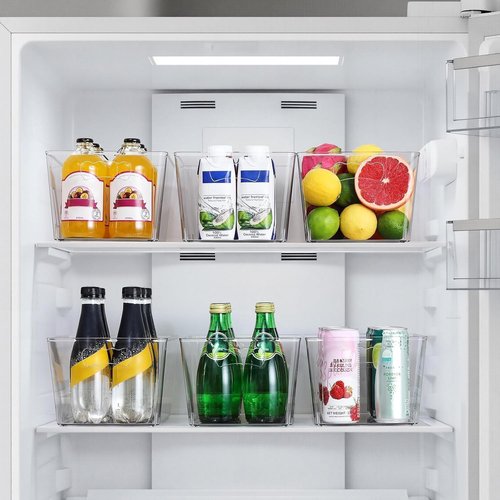 Clear Storage Bins - 12 Pack Large Plastic Organizers with Handles & Labels for Home, Kitchen, Bathroom