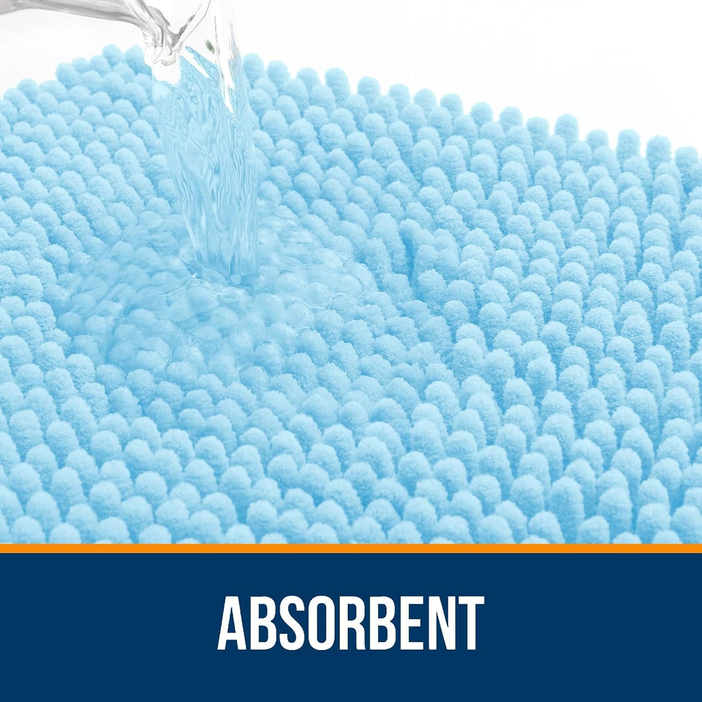 OLANLY Bathroom Runner Rugs - Soft Absorbent Chenille with Rubber Backing | Quick Dry, Machine Washable, 47x20, Sky Blue