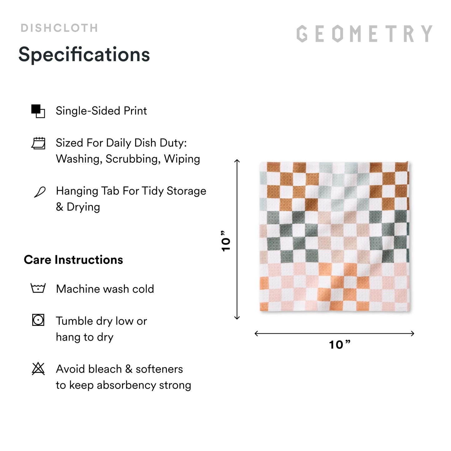 GEOMETRY Kitchen Dish Cloths - Quick Dry Dishcloths for Kitchen - Premium Dish Rags with Geoweave - 3-Pack Set Autumn Checkers
