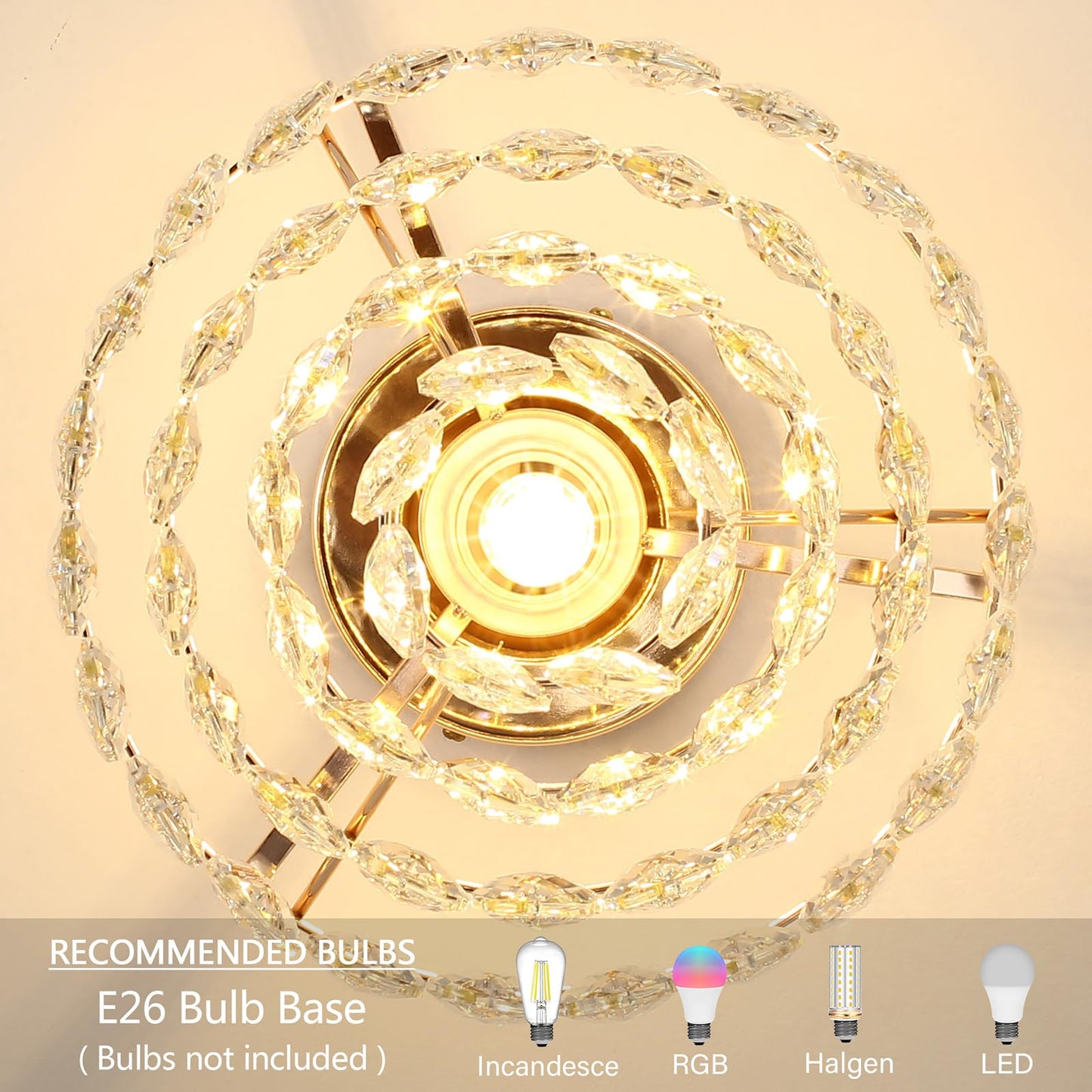 Luupyia Rose Gold Crystal Pendant Light Mini Crystal Chandelier, 47.24 Inch Height Adjustable, Modern Chandelier Unique Hanging Light Fixtures for Hallway Bedrooom Foyer E26