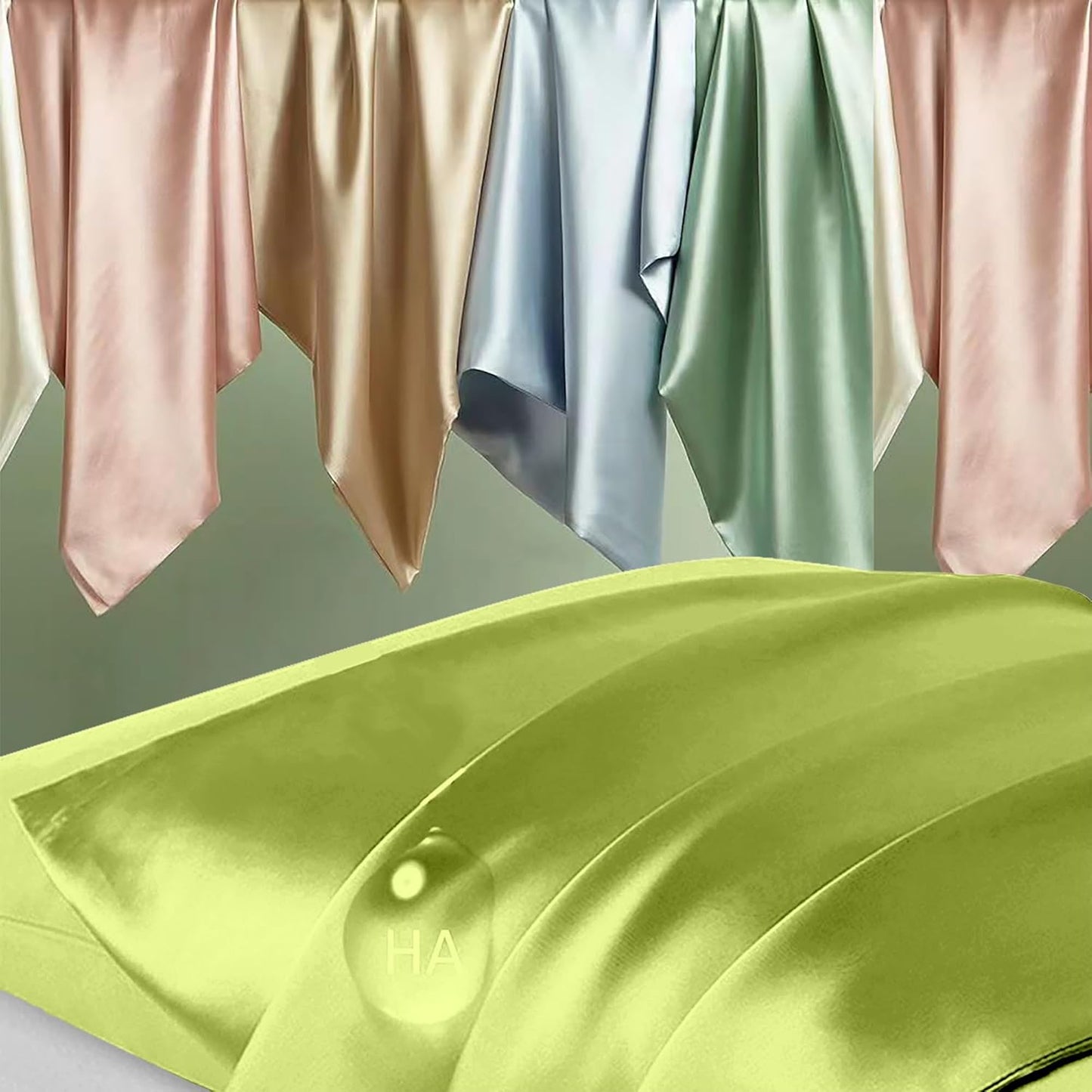 Skiennix Silk Pillowcases - Mulberry Silk Standard Set of 2 | Smooth, Anti-Acne, Olive Green