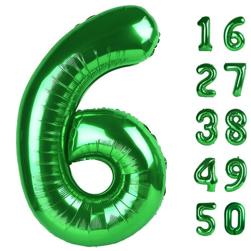 40 Inch Green Balloon Number 6 Balloon,Jumbo Mylar Foil Helium Balloon for 6 Birthday Digital Balloons for Birthday Party,Wedding Anniversary Party Decorations