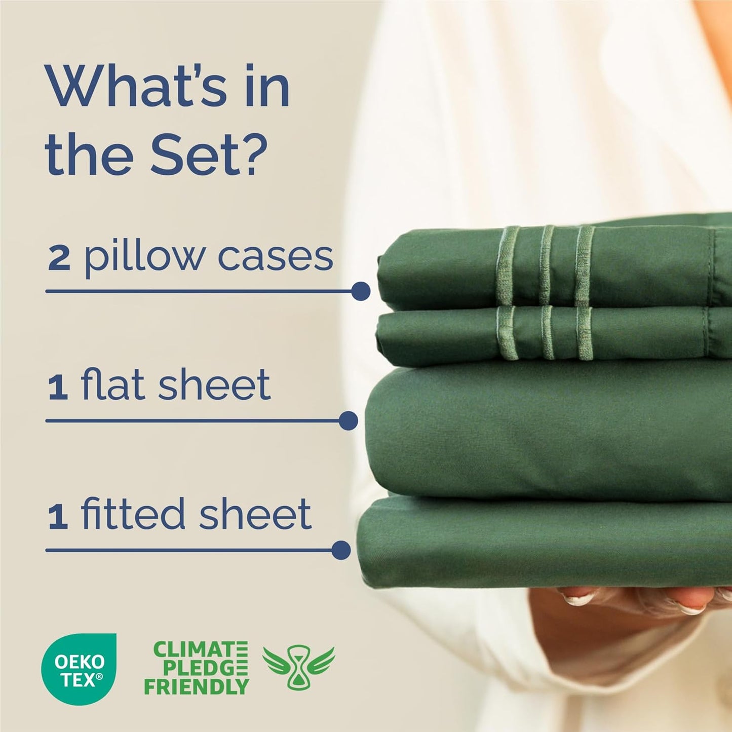 King Size 4 Piece Sheet Set - Comfy Cooling Bed Sheets for Luxury Sleep - Deep Pockets, Soft & Wrinkle-Free - Oeko-Tex Certified - Emerald Green