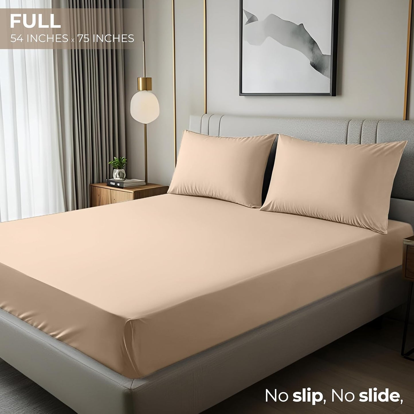Utopia Bedding Full Fitted Sheet - Soft Microfiber - Deep Pocket - Easy Care - Beige Color