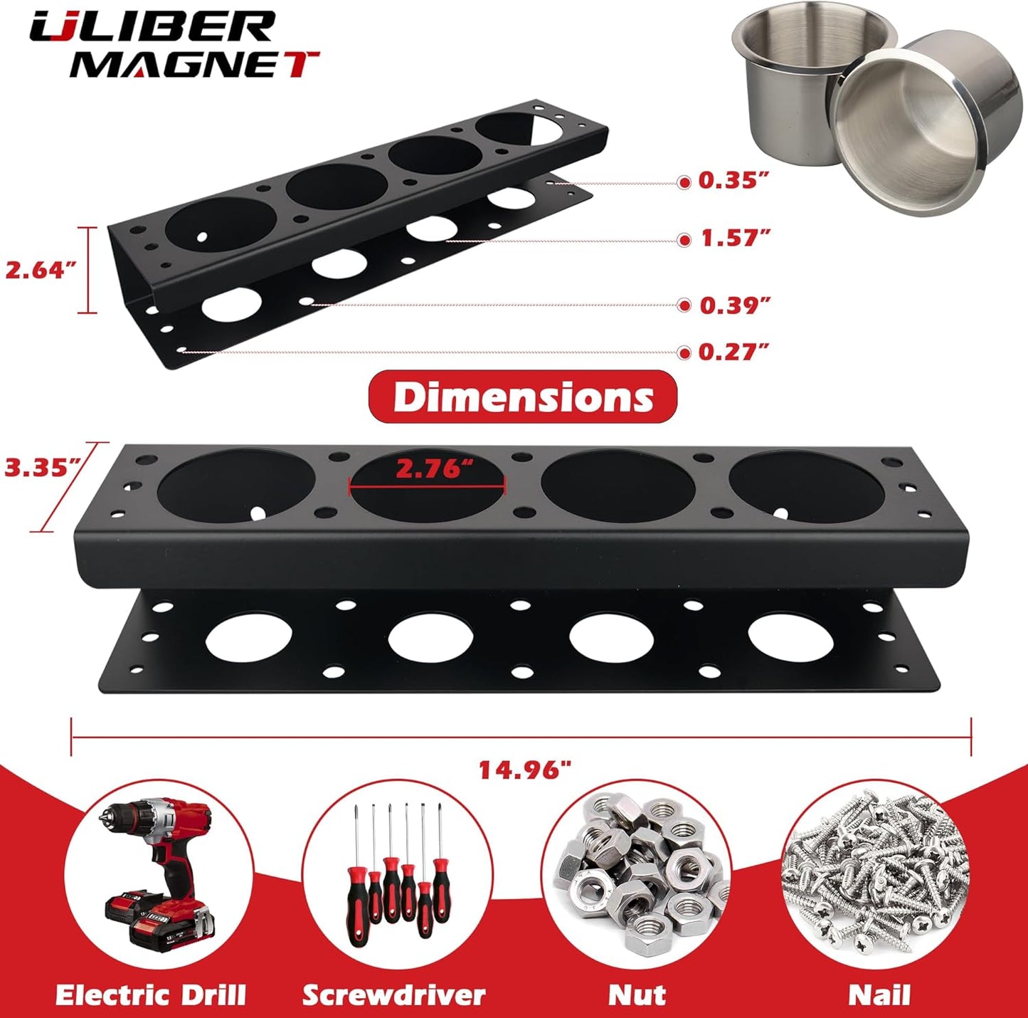 ULIBERMAGNET Power Tool Organizer Rack - Heavy-Duty Magnetic Spray Bottle Holder | Wall-Mounted Metal Storage for Garage & Workshop