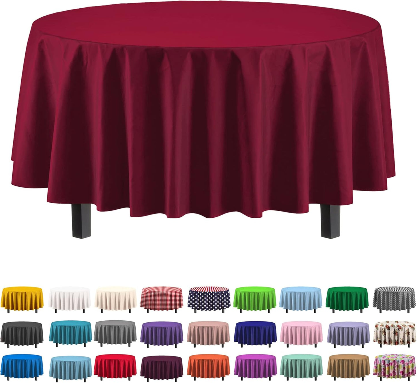 Ivory 84-Inch Round Tablecloth - 12-Pack Premium Plastic Party Supplies