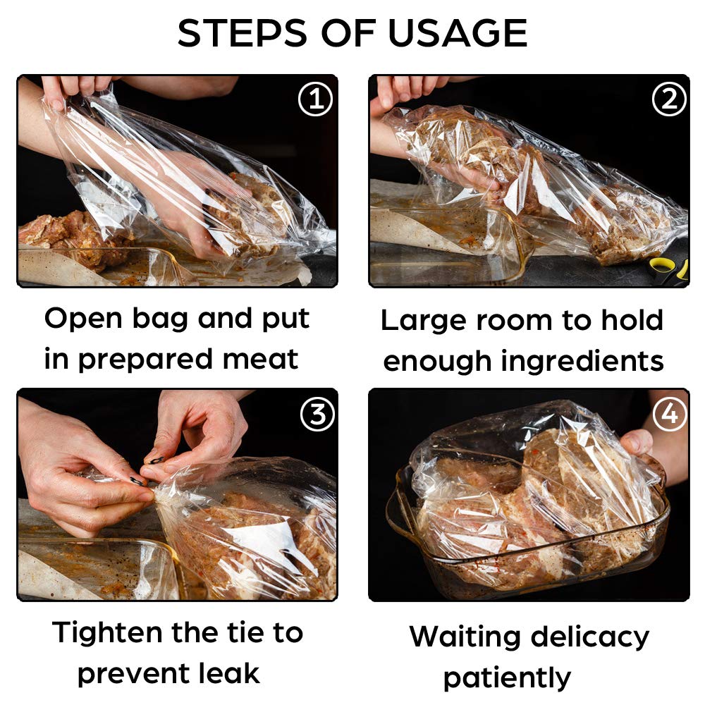 WRAPOK Oven Cooking Bags Large Size Turkey Roasting Baking Bag For Meats Ham Ribs Poultry Seafood, 21.6 x 23.6 Inch - 10 Bags Total(Pack of 1)