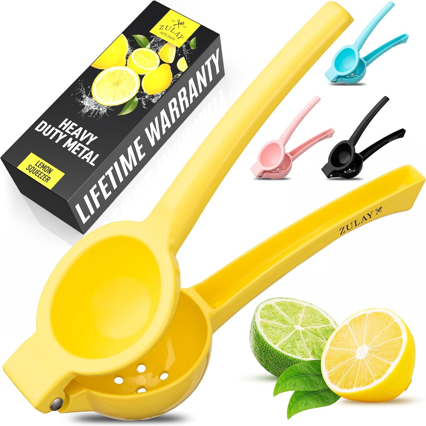 Zulay Kitchen Metal Lemon Squeezer - Easy-To-Use Handheld Citrus Juicer - Manual Press for Maximum Juice Extraction