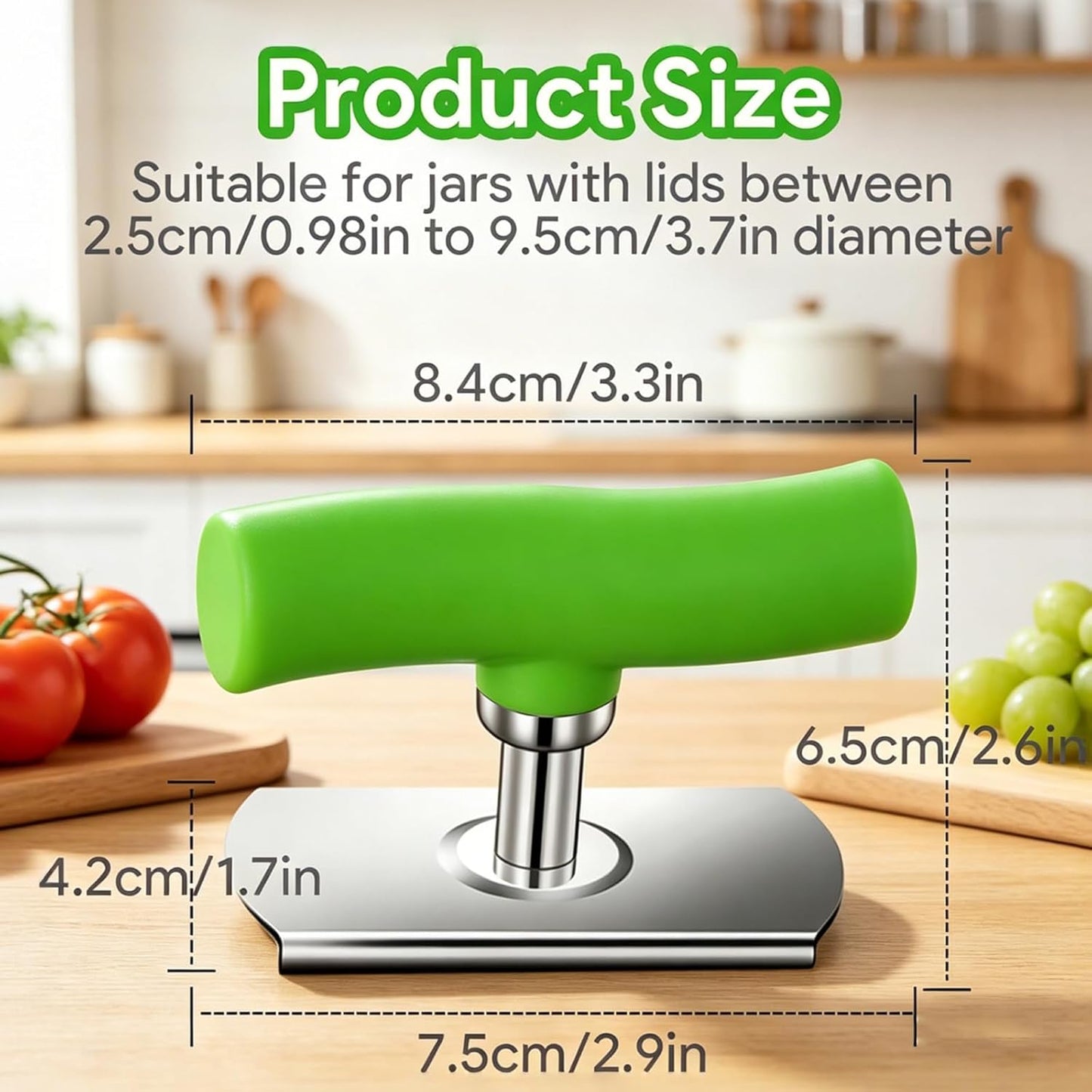 Skiennix Jar Opener for Seniors - Easy Twist Adjustable Grip for Weak Hands | Fits 1-4 Inch Lids (Green & White)