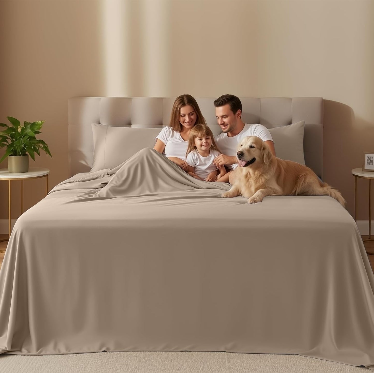Utopia Bedding Queen Size Sheet Set - Soft & Breathable 4-Piece Microfiber Bed Sheets | Oeko-Tex Certified (Beige)