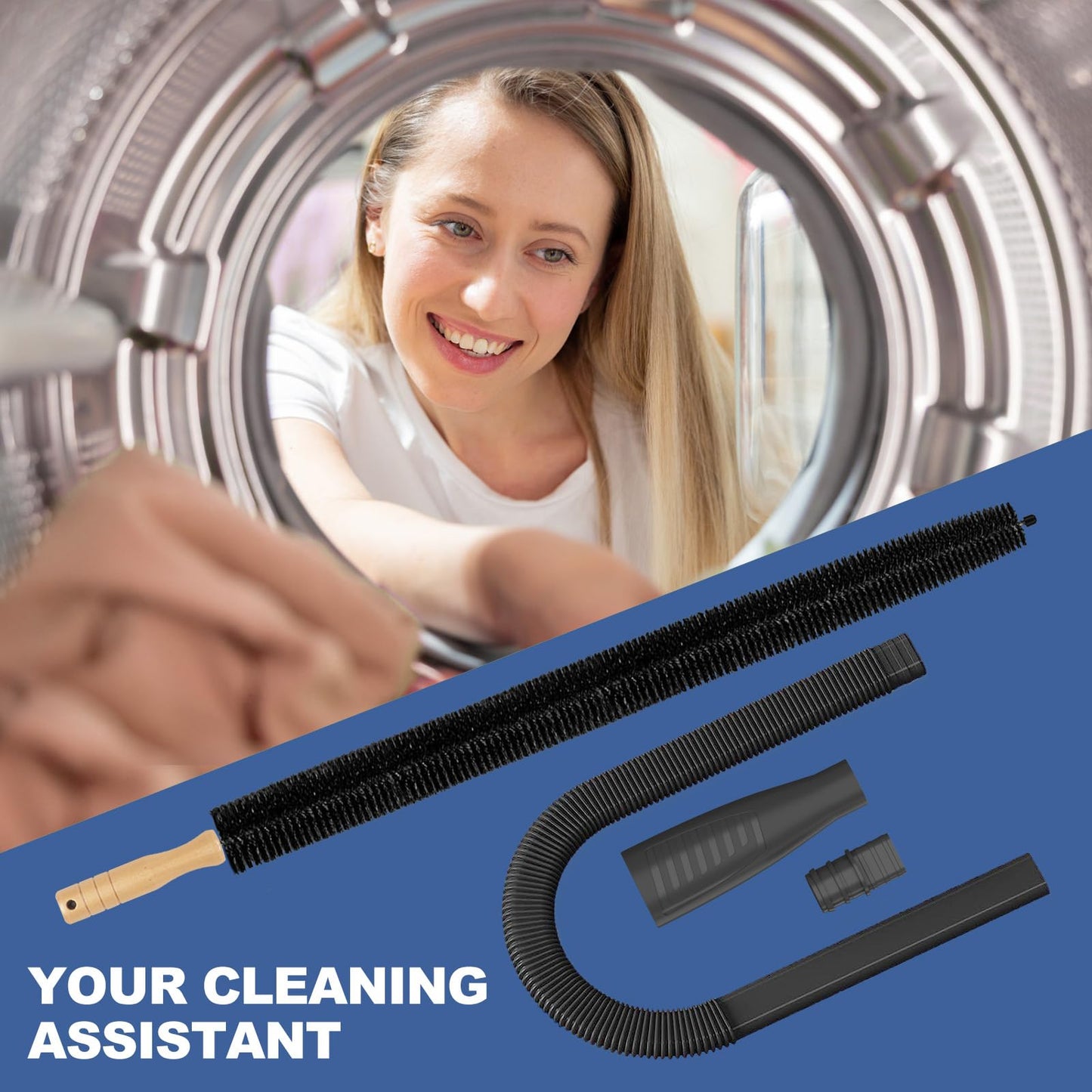 Sealegend 2 Pieces Dryer Vent Cleaner Kit, Dryer Lint Vacuum Attachment and Dryer Lint Screens Cleaner Brush,Flexible Lint Remover Hose Black