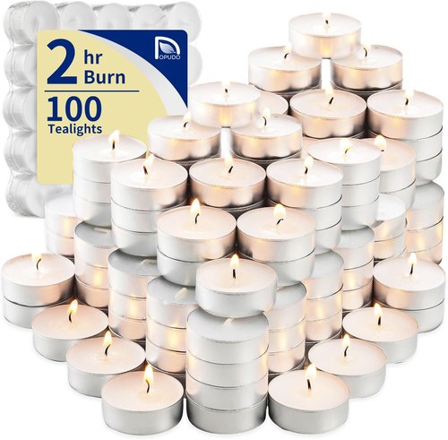 100-Pack Scented White Tealight Candles - 2 Hour Burn Time, Natural Palm Wax, Smokeless, with Cotton Wick in Aluminum Shell - Ideal for Weddings, Bathing, and Festive Decor - 1.2" x 1"