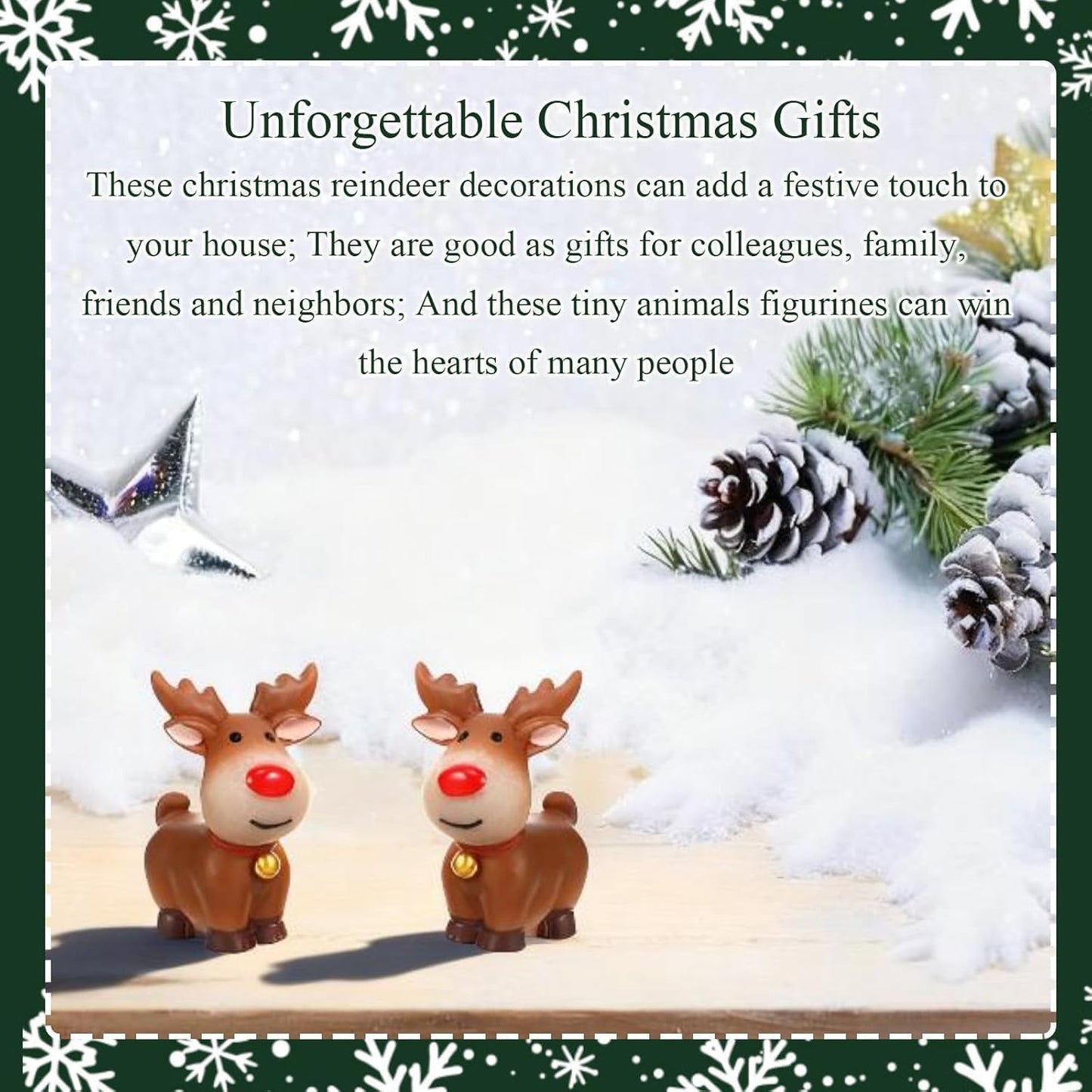 Skiennix Mini Reindeer Figurines - 5pcs Cute Resin Elk Statues for Christmas Crafts | Perfect for DIY Decor