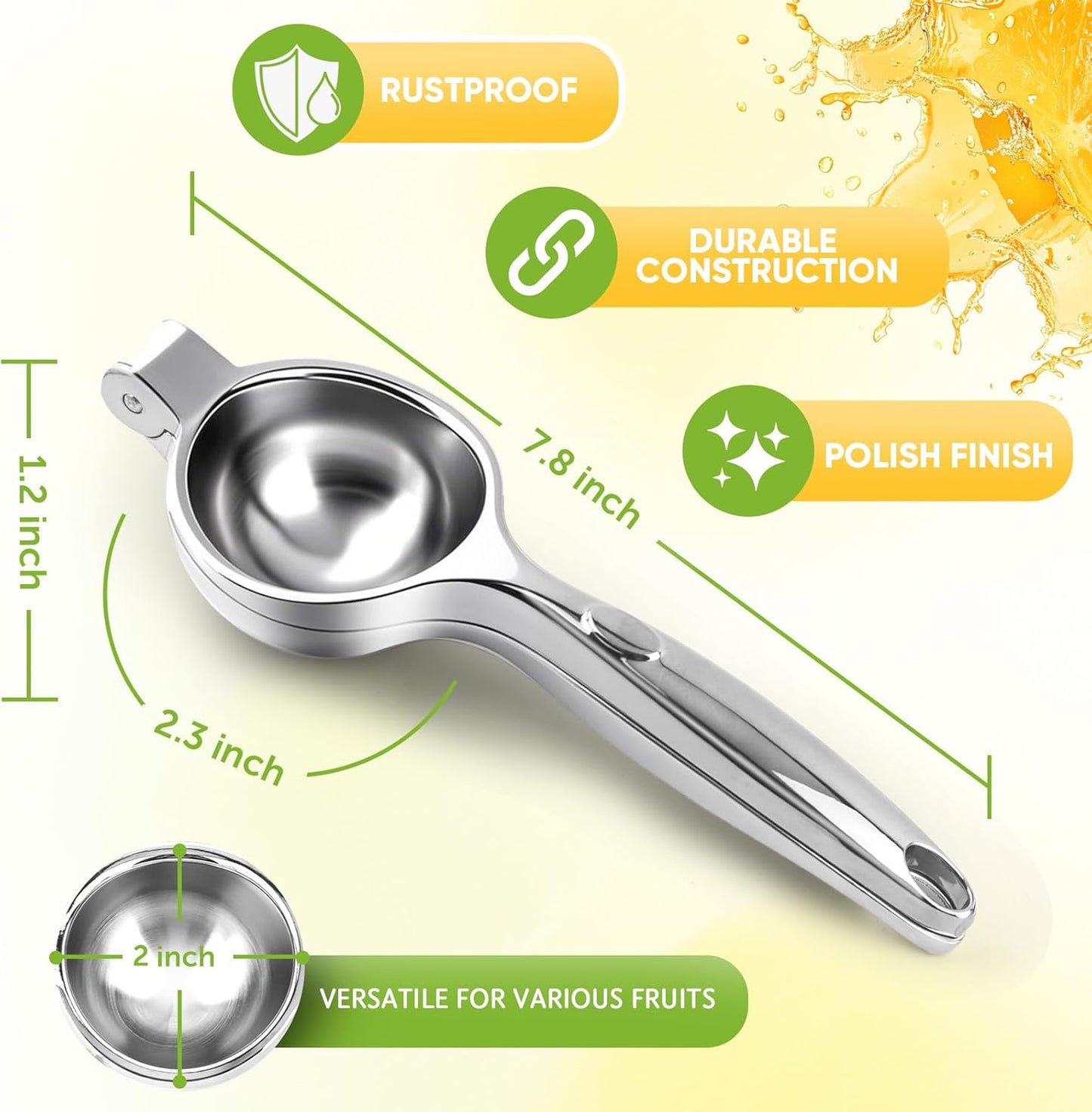 Skiennix Lemon Squeezer - Heavy Duty Stainless Steel Citrus Juicer | Easy Clean Manual Press
