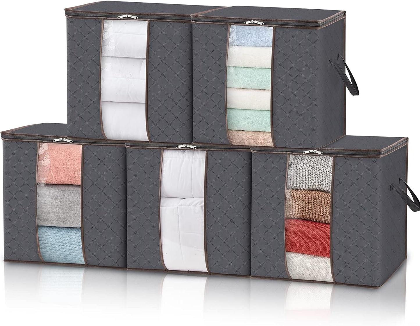Lifewit 90L Extra Large Blanket Storage Bags - Foldable Comforter & Bedding Containers | 5 Pack with Reinforced Handles