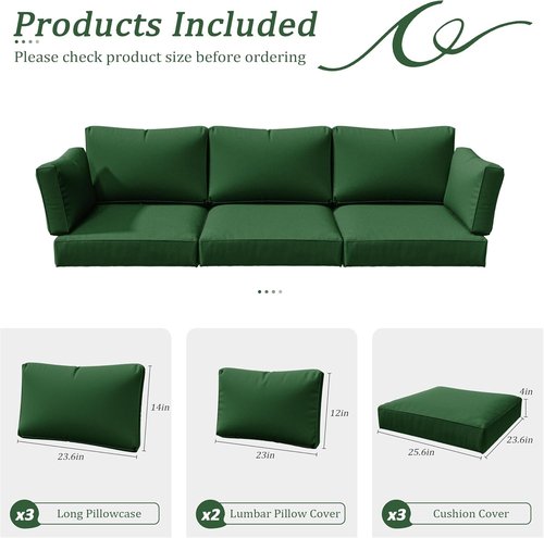 8p Outdoor Cushion Slipcovers - Waterproof Replacement Covers for 3-Seat Rattan Sofa | Patio Furniture